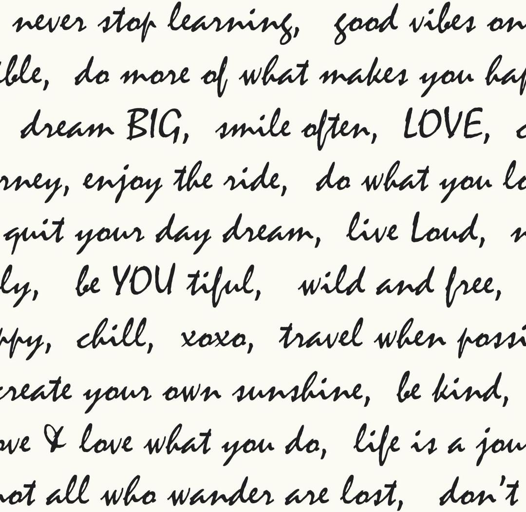 RoomMates Black Dream Big Script Peel and Stick Wallpaper, 20.5 in x 16.5 ft Roll, Vinyl, Removable, For Smooth Surfaces
