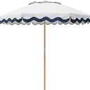 AMMSUN 7.8ft Seashore Umbrella, Outdoor Umbrella, Boho Beach & Patio Umbrella with UV 50+ Air Vent Ash Wood Pole Carry Bag & Water-Resistant Canvas (Rivulet Blue)