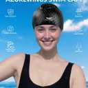 2 x Upgrade Large Swim Cap for Women and Men, Silicone Swimming Caps for Curly Short Medium Long Hair, Comfortable Bathing Cap Hat to Keep Your Hair Dry
