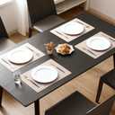 MOSAYT Vinyl Placemats Set of 4-12 X 17 Inch - Faux Leather 100% Waterproof Oil-Proof Wipeable PU Place Mats, Heat Resistant Reversible Table Mats for Kitchen, Dining, Outdoor (Beige)