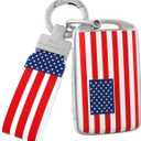 OFFCURVE American Flag Key Fob Cover with Keychain for Mazda, Special Car Key Cover Case Compatible with Mazda 6 3 Hatchback CX30 CX5 CX9 CX10 4-Button Smart Key Holder