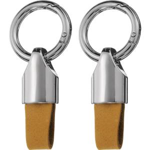 2 x HARFINGTON Car Key Chain Ring Clip Small Leather Keychain Key Fob Key Fob Accessory with Keyrings for Home Car Keys (Silver Tone Brown)