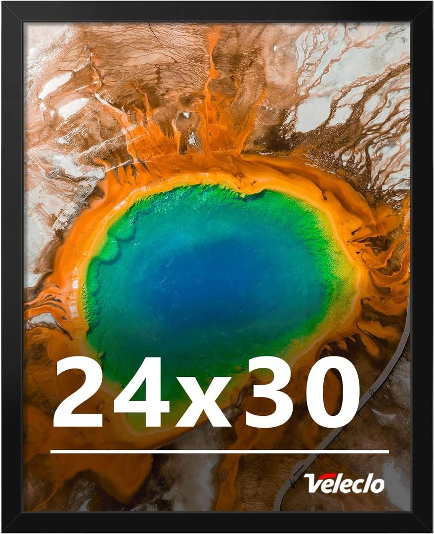 24x30 Picture Frame for Wall Display, 24x30 Black Picture Frame with Shatter Resistant Plexiglass, Stable and Sturdy 24 x 30 Poster Frame for Wall Display, Handpicked Gift Collection, 1 Pack