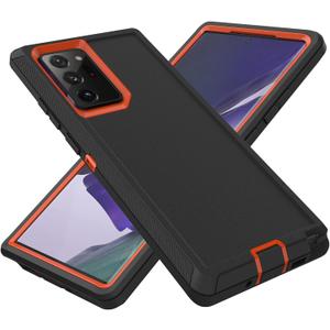 for Samsung Galaxy Note 20 Ultra Case, Heavy Duty Protective Case Dustproof Shockproof Protection 3 in 1 Rugged Cover for Samsung Galaxy Note 20 Ultra 6.9 Inch (Orange/Black)