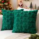 Artscope Christmas Tree Pillow Covers 18x18 Set of 2 Decorative Winter Holiday Throw Pillow Cases Soft Plush Faux Fur Velve Couch Cushion Case for Christmas Sofa Bed Room Home Decor-Green