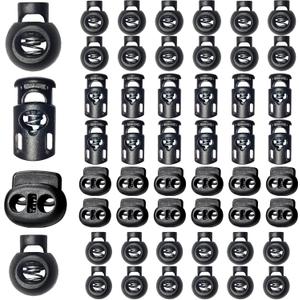 48pcs Upgraded Plastic Cord Lock, Cord Locks - Draw String Clip with Spring Toggle Stoppers Buttons for Drawstrings, Shoelaces, Paracord