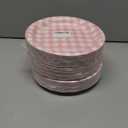 Polinook 48 Pcs Gingham Party Supplies Pink Paper Plates - 9 Inches Disposable Plaid Decorative Dinner Dessert Serving Plates - For Baby Shower Wedding Birthday Party