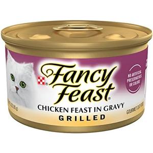 Purina Fancy Feast Grilled Wet Cat Food Chicken Feast in Wet Cat Food Gravy - (Pack of 24) 3 oz. Cans EXP. 05/2028
