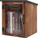 WONFUlity Library Box Outdoor,Free Library Box Little Outdoor Book Storage,Wood Cabinet for DIY Neighborhood Community School Sharing Books, Literature, Newspapers, Food, Art (Brown, 14x14x17)