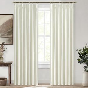 Elegant Custom Curtains for Windows 86 Inches Long, Neutral Viral Blackout Linen Floor to Ceiling Curtains with Hook for Living Room Bedroom Thermal Cancelling Heavy Drapes 2 Panels