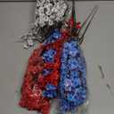 Lyrow 24 Pcs Red Blue White Patriotic Artificial Flowers 4th of July 250th Anniversary Table Centerpieces Decor Fake Babys Breath Pick Stems Floral Arrangement for Veterans Memorial Day Home Outdoor