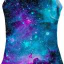 Idgreatim Little Girls One Piece Swimsuits Quick Dry Beach Swimwear Bathing Suit for Beach 3-12 Years (5-6 Years, Galaxy Blue)