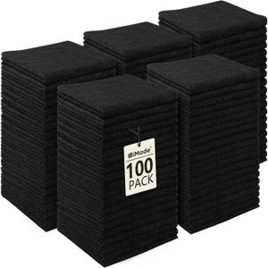 UNIMADE Washcloths Bulk - 100 Pack - Face Towels (12" x 12"), Highly Soft Wash Cloths and Hand Towels, Fast Drying Multi-Purpose Microfiber Cleansing Cloths for Bathroom, Hotel, Spa, and Salon - Black