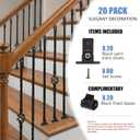 Iron Baluster Shoes, 20-Pack Premium Aluminum Shoes+20-Pack Non-Adjustable Plastic Shoes, 1/2in Iron Baluster Swivel Shoes for Secure & Stylish Railings