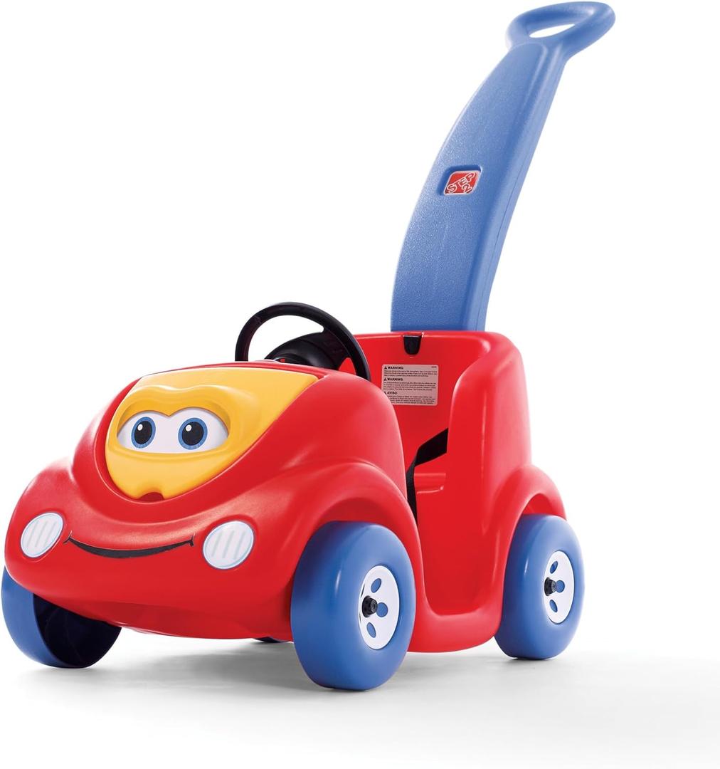 Step2 Push Around Buggy Kids Push Car, Ride On Car with Seat Belt and Horn, Toddlers Ages 18 Months - 3 Years Old, Max Weight 50 lbs., Easy Storage, Ideal Stroller Substitute, Red