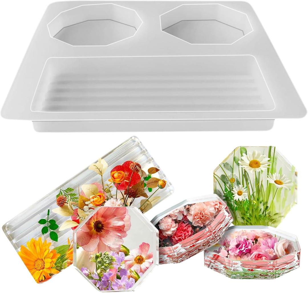 DIY Silicone Coaster Resin Mold Set, Reusable Coaster Tool, Suitable for Resin, epoxy Resin, Handmade Production (Square)