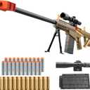Soft Bullet Toy Gun Dart Foam Pellet Blasters Shell ejecting Shotgun Cool Stuff Gifts for boy Age 8+ 9 10 11 12 Year Old Kid Shooting Game with Scope Sniper Rifle (Sand Colored)
