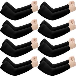 Janmercy 8 Pairs Elderly Skin Thin Protector Sleeves Bruise Abrasions Protective Arm Sleeve (Black)