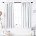DUALIFE Pure White Room Darkening Curtains for Bedroom Small Windows - 45 Inch Length Rod Pocket Thermal Insulated Block Out Soundproof Curtains for Living Room Set of 2 Panels (White 42x45 Inch) 