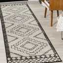 JONATHAN Y Amir Moroccan Beni Souk Cream/Black Runner Rug, 2x10, Bohemian, Scandinavian, Easy-Cleaning for Living Room, Bedroom, Kitchen, Pet Friendly, Non-Shedding (MOH200A-210)
