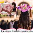 2 x Wavwavw 44 Pcs DIY Graduation Cap Decorations Kit Purple Grad Cap Decorations 3D Artificial Flowers Butterfly Decals Rhinestone Pearl Stickers Letter Stickers Glitter Paper for 2026 Grad Hats Decor