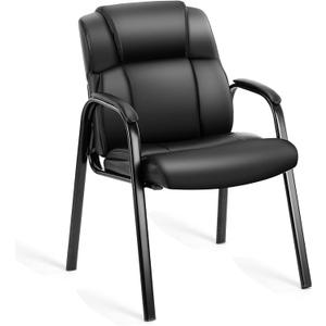 OLIXIS Waiting Room Chairs, Leather Office Desk Reception Guest Stationary Side Chair with Padded Arms for Home Conference Lobby Area Meeting Church Medical Clinic Elderly Student