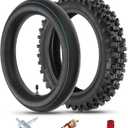 Rear 80/100-12 3.00-12 Tire and Inner Tube,80-100-12 Dirt Bike Tire Compatible with 90cc 110cc 125cc Honda XR70 CRF70 Yamaha PW80 TTR90 KX65 Taotao DB14 Coolster QG214 Tuttio Off Road Motorcycle