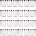 Novelinks 8 Ounce Clear Plastic Jars With Rose Gold Lids - Refillable Round Containers for Kitchen & Household Storage - BPA Free (32 Pack)