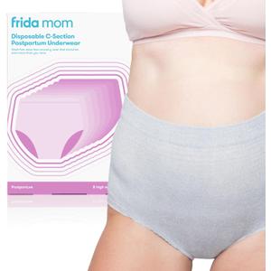 Frida Mom Women's Postpartum Underwear for C-Section Recovery, Disposable High Waist, Seamless with Stretchy Support, Postpartum Essentials, Size Regular (Waist 28"-42" Stretched), 8 Count, Gray 