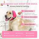 Dog Ear Covers for Bath,Shower,Elastic Dog Ear Muffs Noise Reduction Anxiety Relief,No Flap Ear Wrap Calming Hood for Grooming,Blow Dry,Thunder,Waterproof Ear Protection for Dogs(Pink,L) (Blue, L)