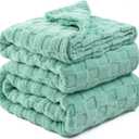 Kaisa Premium Sage Green Fleece Blanket, Soft Breathable 50" x 60" Couch Throw for All Season Use, Checkered Pattern, Cute for Teen Girls' Home Decor