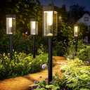 Solar Pathway Lights Outdoor, 8 Pack Bright Solar Lights Outdoor, Auto On/Off, IP65 Waterproof Solar Garden Lights Solar Powered Landscape Lighting for Yard Patio Walkway Driveway Pathway (Warm White (Cuboid))