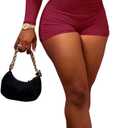 Ophestin Womens Sexy Cowl Neck Long Sleeve Jumpsuits Bodycon Date Night Rompers (Red, S)