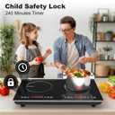 VBGK 2 burner Induction Hop,3600W Electric hob 2 burner with Knob Control,9 Power Levels, Kids Lock & Timer,LED touch control,double induction hop
