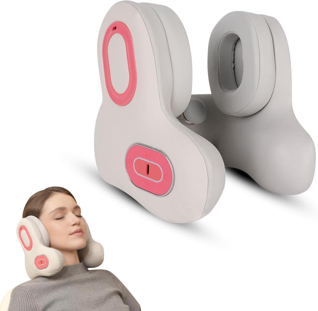 Travel Neck Pillow with Bluetooth Noise Canceling Headset, U Shape Memory Foam Airplane Pillows for Head Support, Heating Traveling Music Pillows for Home Flight Car