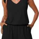 Summer Mae Ruffle Swim Romper One Piece Swimsuit Women Modest High-Back Bathing Suit with Pockets 2026 Swimwear (Black), Size 18W