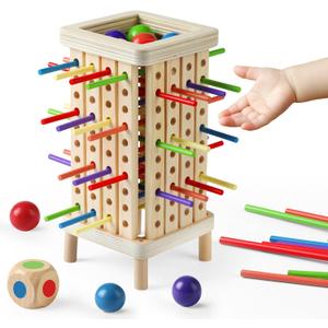 Montessori Game Wooden Board Game, Multiplayer for Kids 4-8, Math Educational, Fine Motor Skill Toy for Girls Boys, Classic Fun Games for Age 3 4 5 6 7 8 Girls Boys Gifts (Regular)