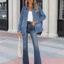 luvamia Jean Jackets for Women 2026 Fall Fashion Oversized Button Down Denim Jacket Western Shacket Jacket with Pockets (XXL)