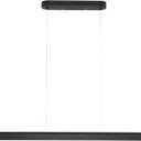 YISDESIGN 47inch Wood LED Linear Pendant Light, Dimmable Wood Ceiling Lamp,Minimalist Linear Chandelier, 36W Warm Light 3000K, Modern Kitchen Island Dining Room Lighting Black Adjustable Height