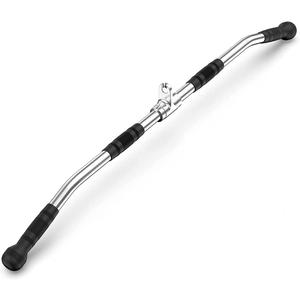 LAT Bar Cable Attachment with Rubber Handgrips, Deluxe Heavy Duty Solid Curl Bar Revolving Hanger Home Gym Cable Attachments, 35.5"
