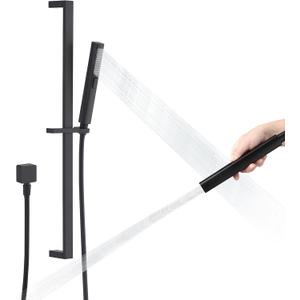 Handheld Shower Head with Slide Bar Combo, 27.5-Inch Adjustable Height Slide Bar, High Perssure Handheld Shower Head with 6.6ft Extra Long Hose, Brass Wall Supply Elbow, Matte Black