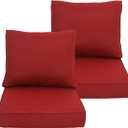 Outdoor/Indoor 23.5x25 inch Deep Seat Patio Cushions Set of 2 Resilient Foam Filling Water Repellent Stain-Resistant UV Resistant Weather Resistant Patio Cushions Chili