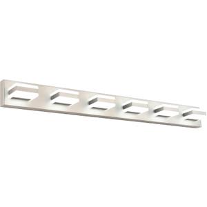 SOLFART LED Modern Bathroom Vanity Lights Over Mirror Fixture Brushed Nickel Vanity Light 6 Light LED Nickel Wall Light