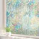 Window Privacy Film, Stained Glass Window Films 3D Rainbow Decorative Static Cling Iridescent Window Tint Heat Blocking Decals Covering for Home Door Vinyl 23.6" x 78.7"