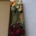 12Pcs Thanksgiving Day Fake Faux Mums Flowers Autumn Decor,Fall Artificial Ball Chrysanthemum, Mini Floral Balls Faux Stems for DIY Wedding Centerpiece Fall Decoration Home Arrangements