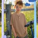 Mumucove Boys Short Sleeve Shirts, Khaki, 7-8 Years (Beige)