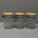 kitchentoolz Glass Storage Canister with Airtight Clasp Lids - Set of 3 Mason Jar Storage Organizing Canister Set