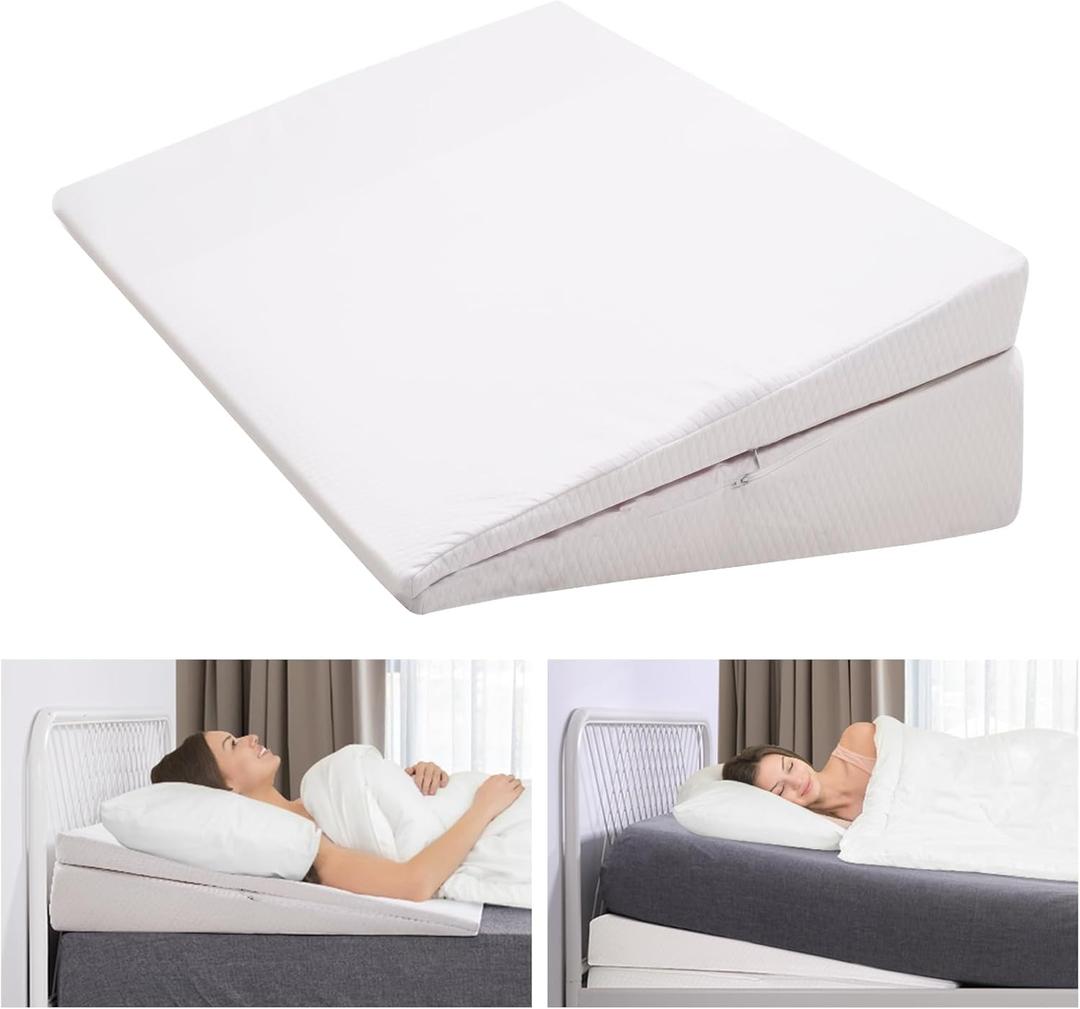 DoCred Wide Size Bed Wedge Pillow - 7.5Adjustable Wedge Pillow for Headboard, Sleeping Wedge Mattress Topper Lifter, Inclined Mattress Elevator for Sleep Apnea, Acid Reflux, Anti-snoring, Size: 39“x31”x7.5“-Twin