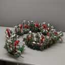 6ft Frosted Evergreen Christmas Snowed Pine Garland  Red Berries and Pinecones Holiday Fireplace Indoor Decoration