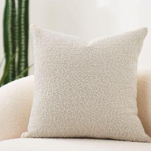 DOMVITUS Boucle Pillow Covers 20x20 Luxury Throw Pillow Covers Decorative Pillows for Bed Sofa Pillows for Living Room Accent Couch Pillows Soft Cushion Case, 1PC, Buttery Cream